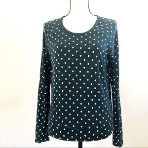 Sundry blue and white polka dot sweater